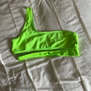SHEIN | Lime Green One Shoulder Cut Out Swim Suit